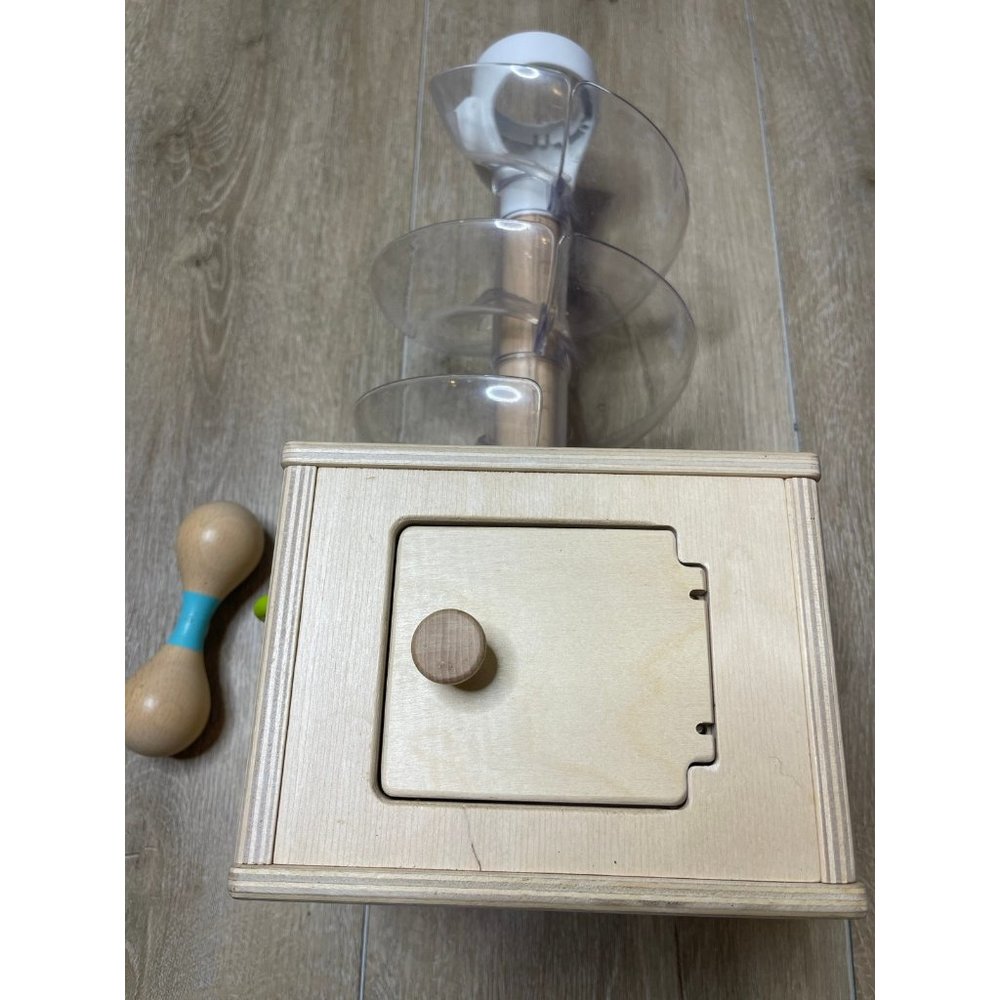 Lovevery Slide and Seek Ball Run tower and wooden rattle set - Picture 2 of 9